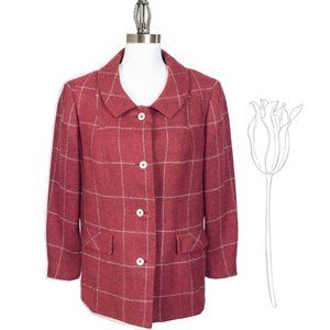 Vtg. Woven in Scotland Red Tweed Wool Jacket M